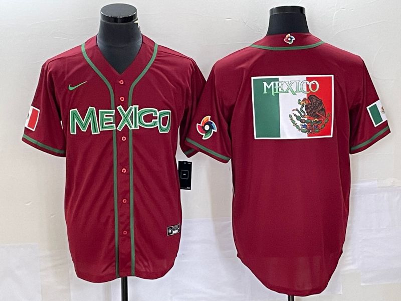 Men 2023 World Cub Mexico Blank Red Nike MLB Jersey22